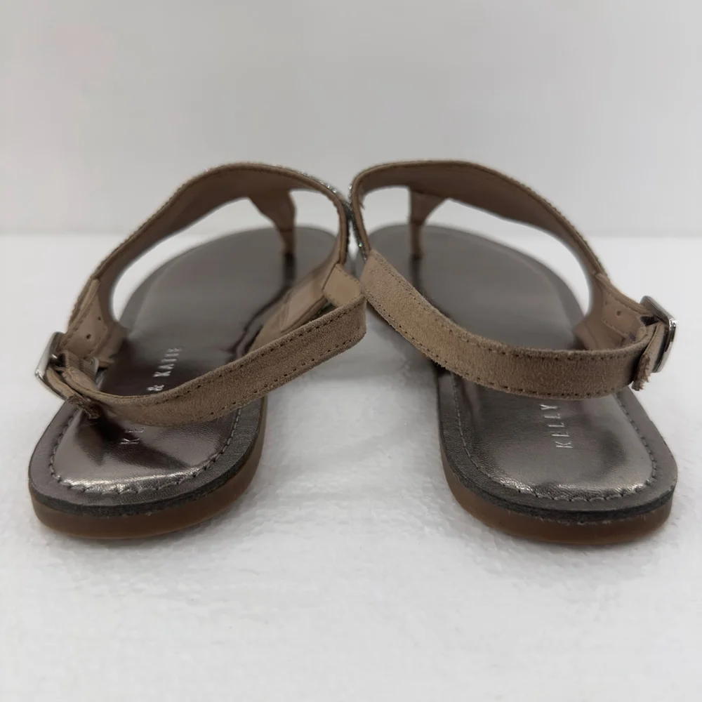 Women's 10 KELLY & KATIE Silver Pewter Embellished KK-SILVYA THONG SANDALS Shoes - Picture 6 of 8